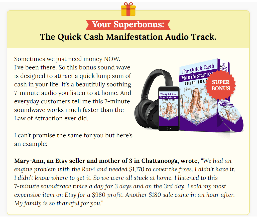 Free Bonus #4: The Quick Cash Manifestation Audio Track